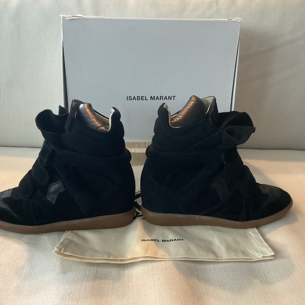 Isabel Marant Beckett Wedge Sneakers Black SZ 39 - Picture 3 of 12
